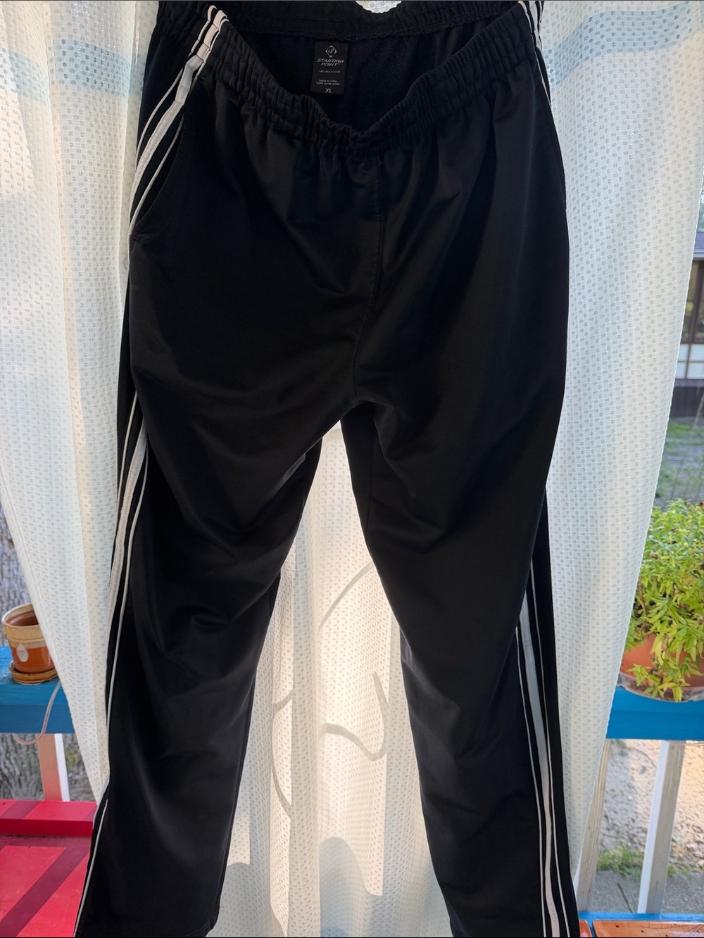 Black Jogger Pants with White Side Stripes